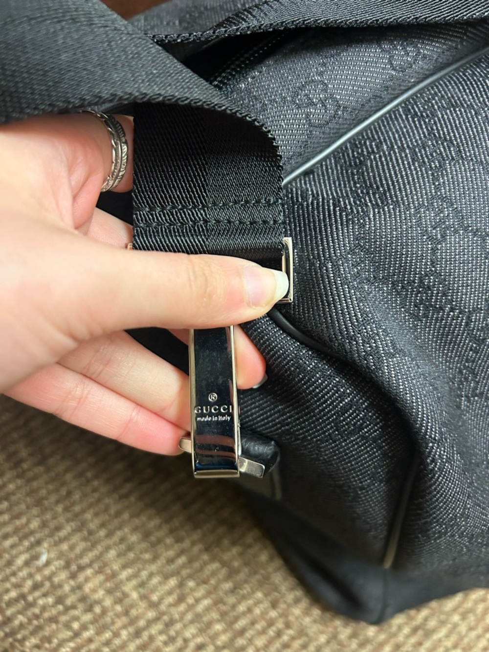 Gucci GG Monogram Large Weekend Duffel – Black/Silv - Picture 3 of 9